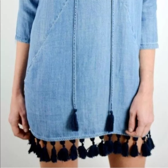 Rails XS Alicia Denim Chambray Tassel Shift Dress - Picture 3 of 8